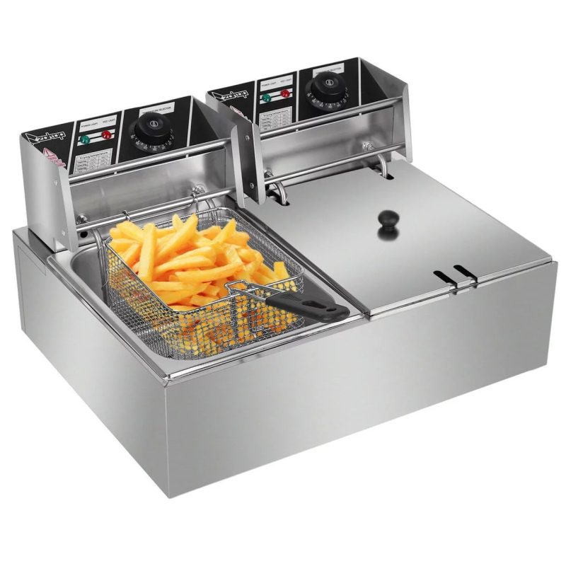 CB15401 Deep Fryer 5000 watt Electric Countertop Dual Tank Stainless Commercial Restaurant - Image 2