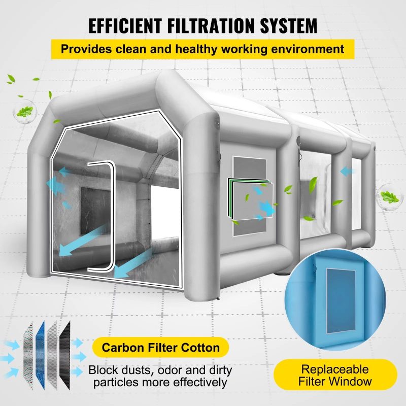 SKYSHALO Inflatable Paint Booth, Inflatable Spray Booth with Filter System Portable, Car Paint Booth for Car Parking Tent Workstation (33x16.4x11.5ft) - Image 5