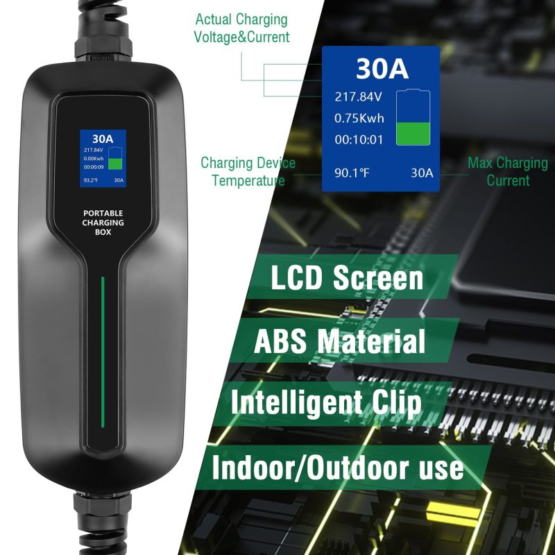 LEFANEV 30 Amp EV Charger Level 2,(NEMA 10-30, 30A/25ft,220V-240V,6.6KW) Portable EVSE Electric Vehicle Charging Station for SAE J1772 Electric Cars - Image 5