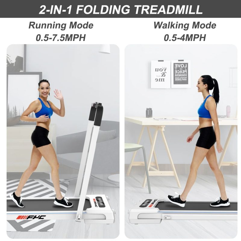 Dcenta FYC 2 in 1 Under Desk Treadmill - 2.5 HP Folding Treadmill for Home, Installation-Free Foldable Treadmill Compact Electric Running Machine, Remote Control & LED Display Walking Running Joggi