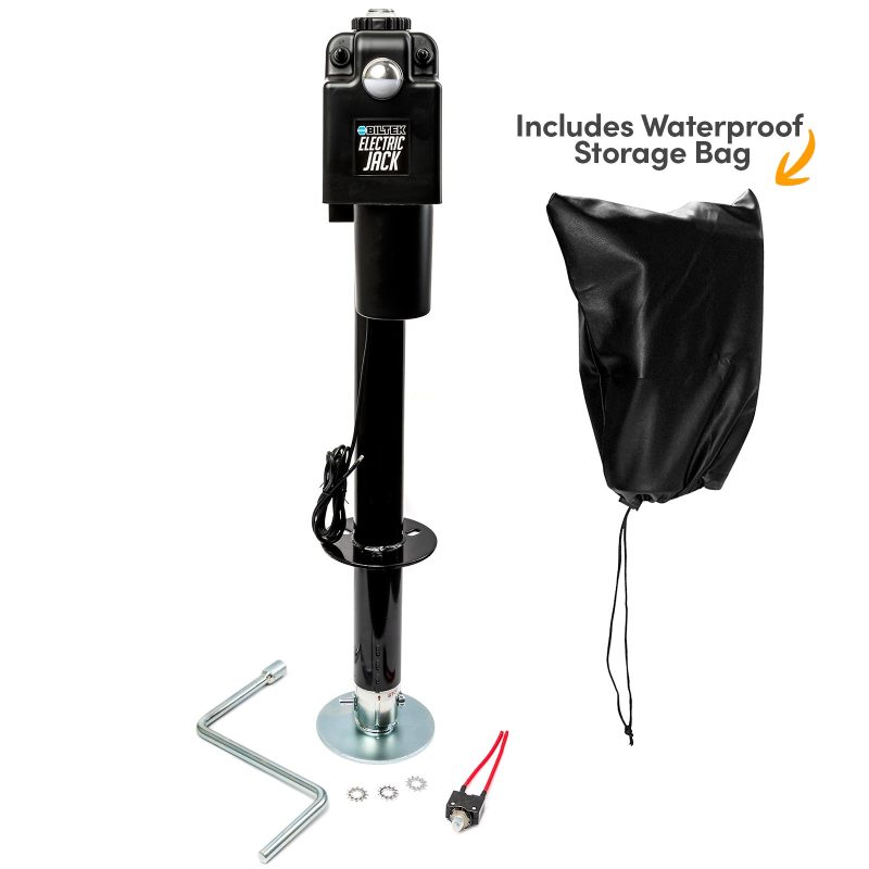 Biltek 3500lbs Electric Power Trailer Tongue Jack + Waterproof Storage Cover for RVs�� Trailers�� Campers�� Utility or Boat Trailers - Black - Image 2