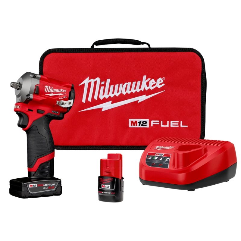 Milwaukee 2554-22 M12 FUEL Stubby 3/8 in. Impact Wrench Kit (2 Ah/4 Ah)