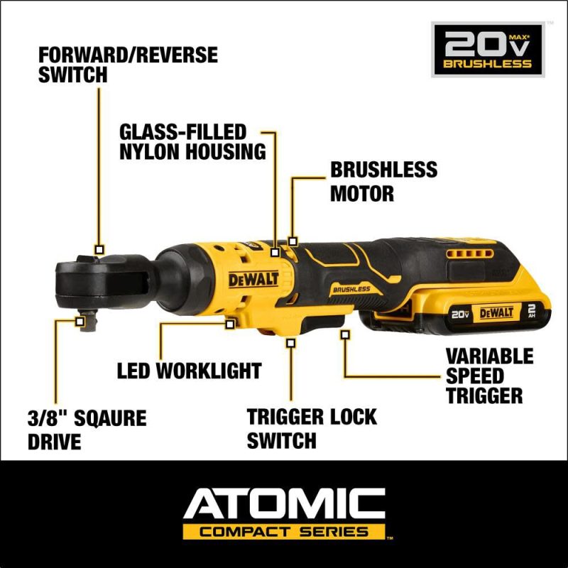 DW ATOMIC 20V MAX Ratchet Kit Brushless 3/8" DCF513D1 from DW - Image 4