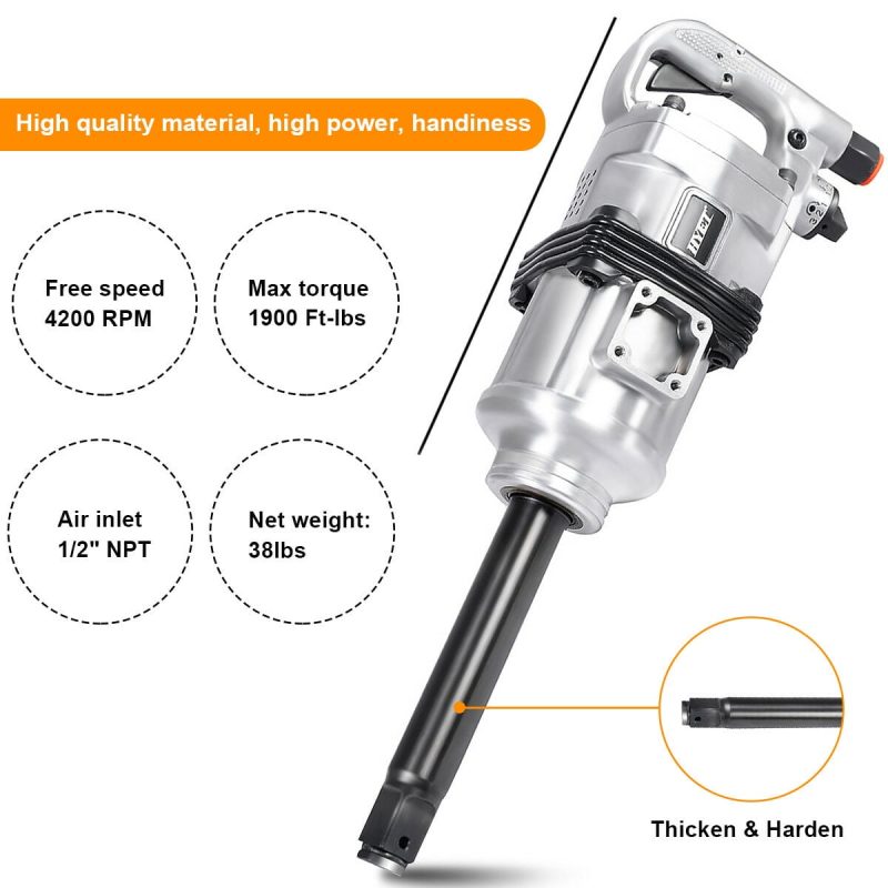 Goplus Heavy Duty 1" Air Impact Wrench Gun Long Shank Commercial Truck Mechanics w/Case - Image 6