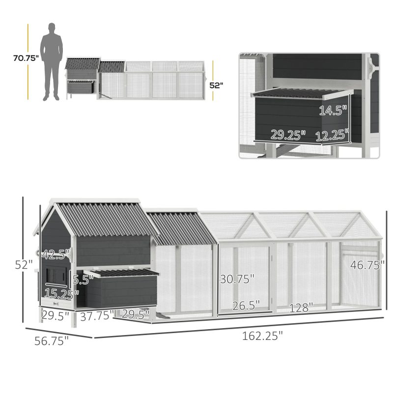 PawHut 162" Large Chicken Coop for 6-8 Chickens, Chicken House - Image 7