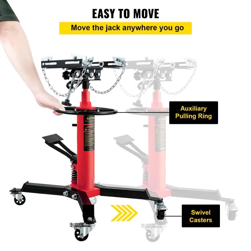 BENTISM Transmission Jack 1100 lbs 2-Stage Hydraulic High Lift Vertical Telescopic,Red - Image 5