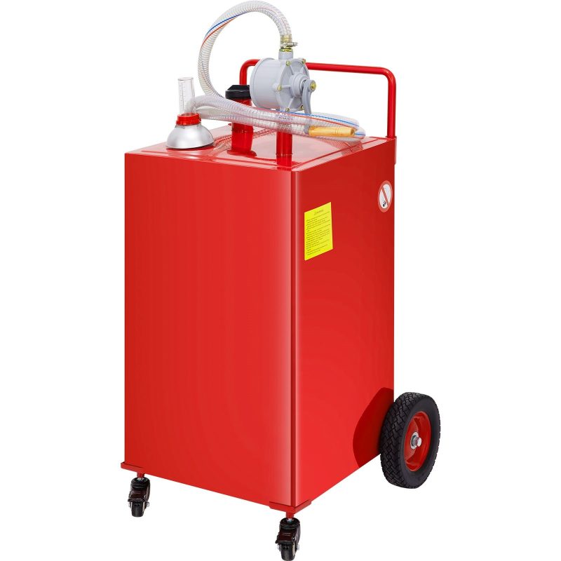 BENTISM Fuel Caddy Fuel Storage Tank 35 Gallon 4 Wheels with Manuel Pump, Red